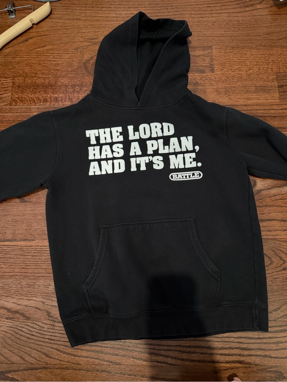 Black Kids Hoodie with Bold Faith Graphic
